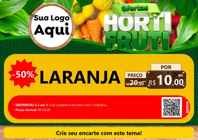 Modelo de Cartaz para Cartaz A4 Horizontal com o tema Ofertas Hortifrúti para Hortifrúti