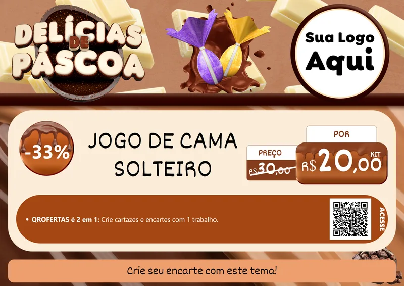 Modelo de Cartaz para Cartaz A4 Horizontal com o tema Delícias de Páscoa para Cama, Mesa e Banho
