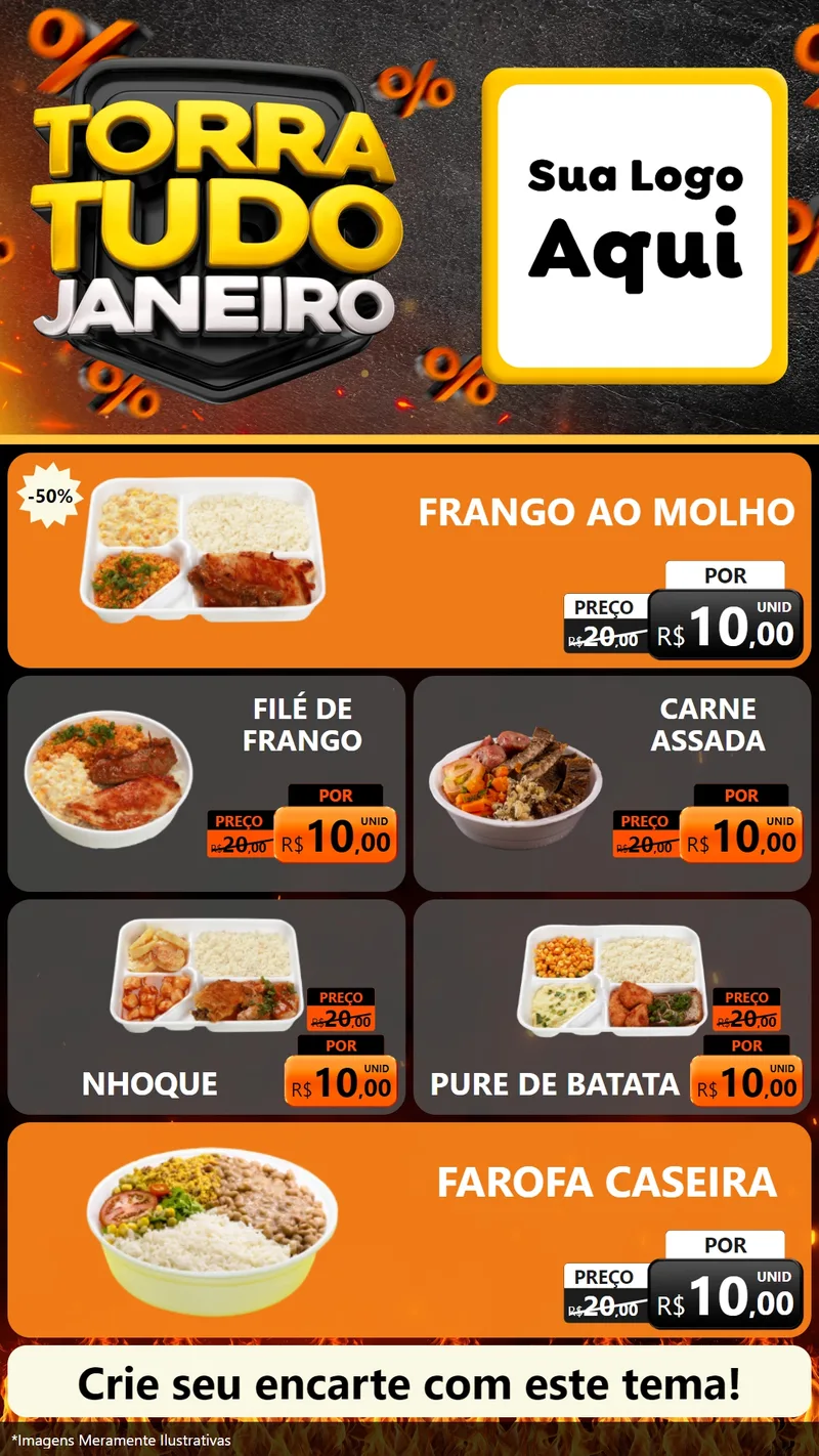 Modelo de TV para TV Vertical com o tema Torra Tudo Janeiro para Restaurante