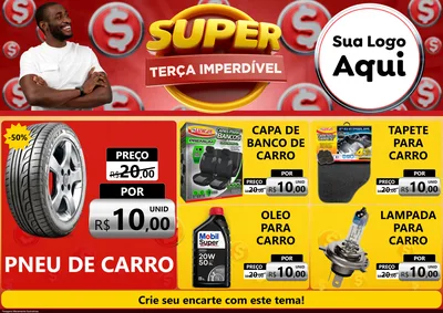 Modelo de Encarte para Encarte A4 Horizontal com o tema Super Terça Imperdível para Auto peças
