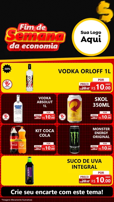 Modelo de TV para TV Vertical com o tema Fim de Semana da Economia para Distribuidora de bebidas