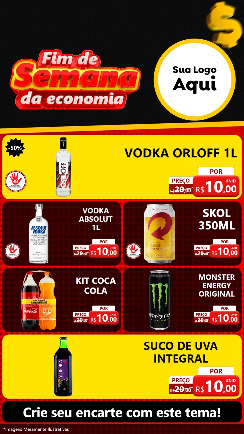 Modelo de TV para TV Vertical com o tema Fim de Semana da Economia para Distribuidora de bebidas
