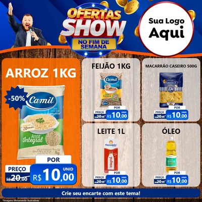 Modelo de Rede Social para Feed Facebook com o tema Ofertas Show No Fim De Semana para Supermercado