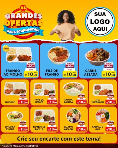 Modelo de Rede Social para Feed Instagram com o tema Grandes Ofertas Para Economizar! para Restaurante