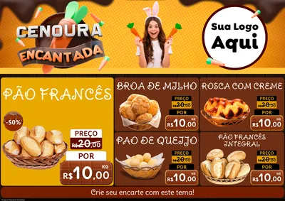 Modelo de Encarte para Encarte A4 Horizontal com o tema Cenoura Encantada - Páscoa para Padaria