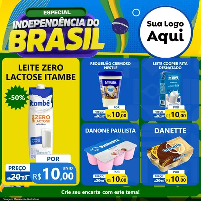 Modelo de Rede Social para Feed Facebook com o tema Especial Independência do Brasil para Frios e Laticínios