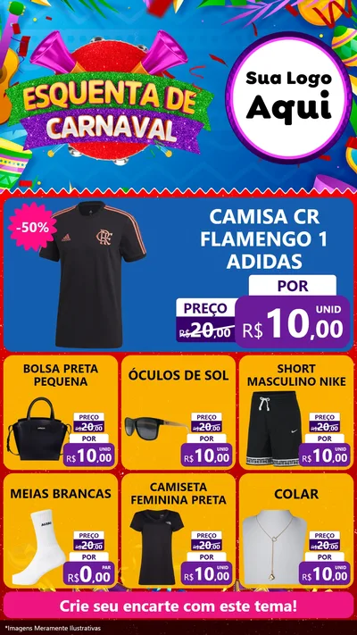 Modelo de Rede Social para Stories com o tema Esquenta de Carnaval para Roupas e acessórios
