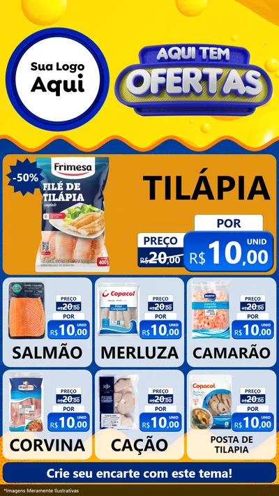 Modelo de Rede Social para Stories com o tema Aqui Tem Ofertas para Peixaria