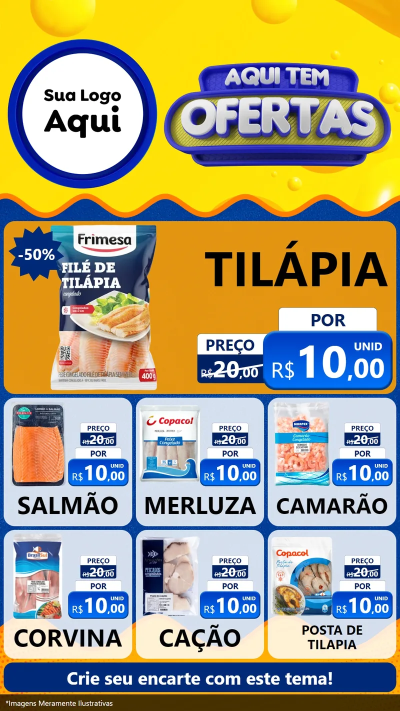 Modelo de Rede Social para Stories com o tema Aqui Tem Ofertas para Peixaria