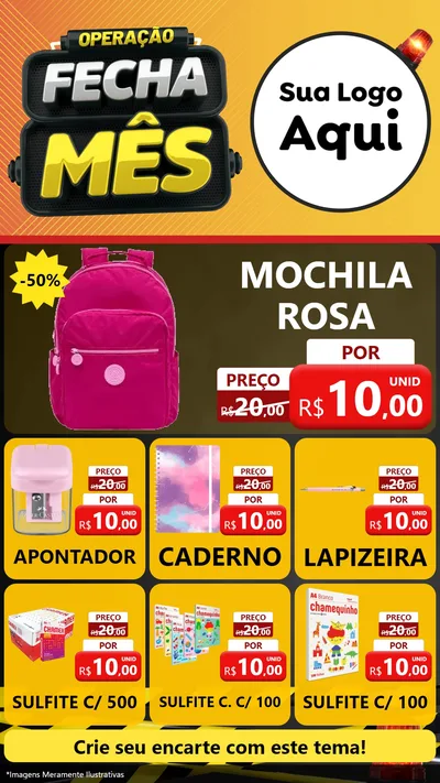 Modelo de Rede Social para Stories com o tema Operação Fecha Mês para Papelaria