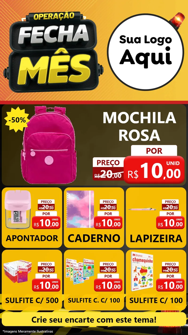 Modelo de Rede Social para Stories com o tema Operação Fecha Mês para Papelaria