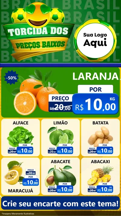 Modelo de Rede Social para Stories com o tema Torcida dos Preços Baixos - Copa para Hortifrúti