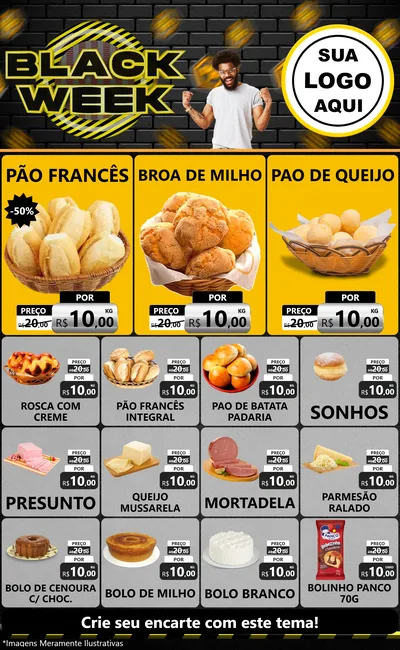 Modelo de Encarte para Encarte Grande com o tema Black Week para Padaria