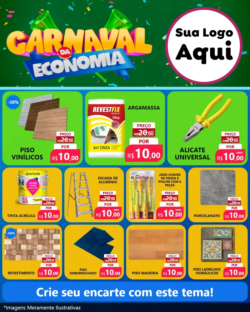 Modelo de Rede Social para Feed Instagram com o tema Carnaval da Economia para Material para Construção