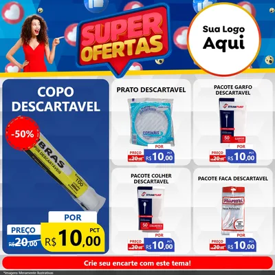 Modelo de Rede Social para Feed Facebook com o tema Super Ofertas para Embalagens
