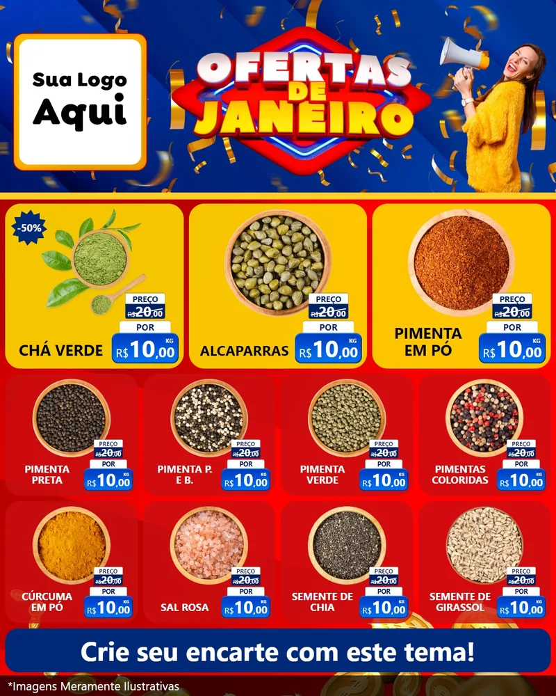Modelo de Rede Social para Feed Instagram com o tema Ofertas de Janeiro para Produtos Naturais