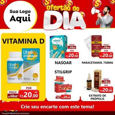 Modelo de Rede Social para Feed Facebook com o tema Ofertão do dia para Farmácia