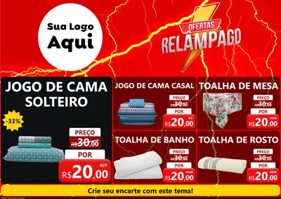 Modelo de Encarte para Encarte A4 Horizontal com o tema Ofertas Relâmpago para Cama, Mesa e Banho