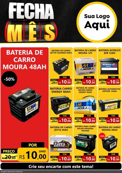 Modelo de Encarte para Encarte A4 Vertical com o tema Fecha Mês para Baterias Elétricas