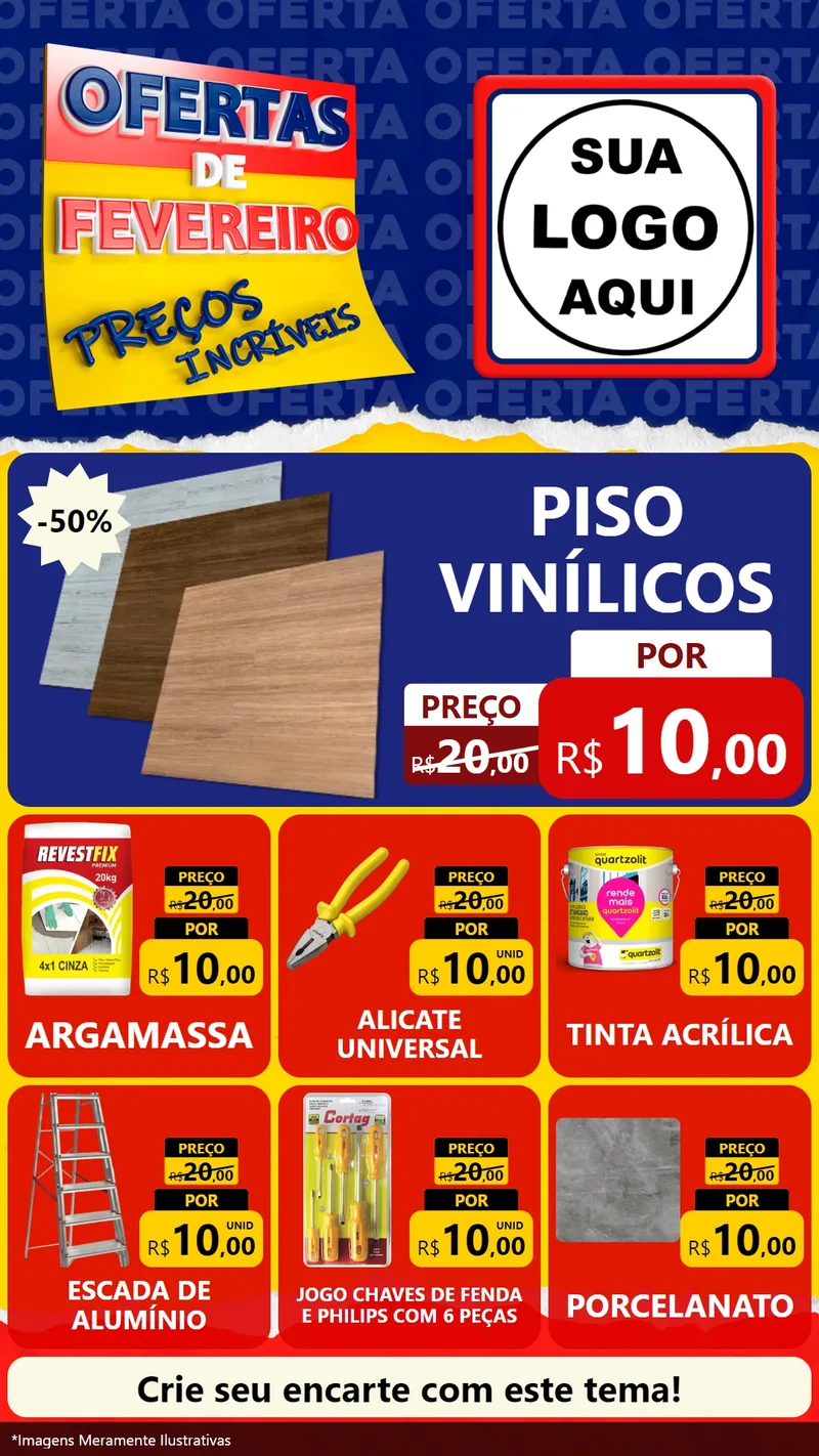Modelo de Rede Social para Stories com o tema Ofertas de Fevereiro - Preços Incríveis para Material para Construção