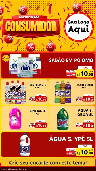 Modelo de TV para TV Vertical com o tema Semana do Consumidor para Produtos de Limpeza