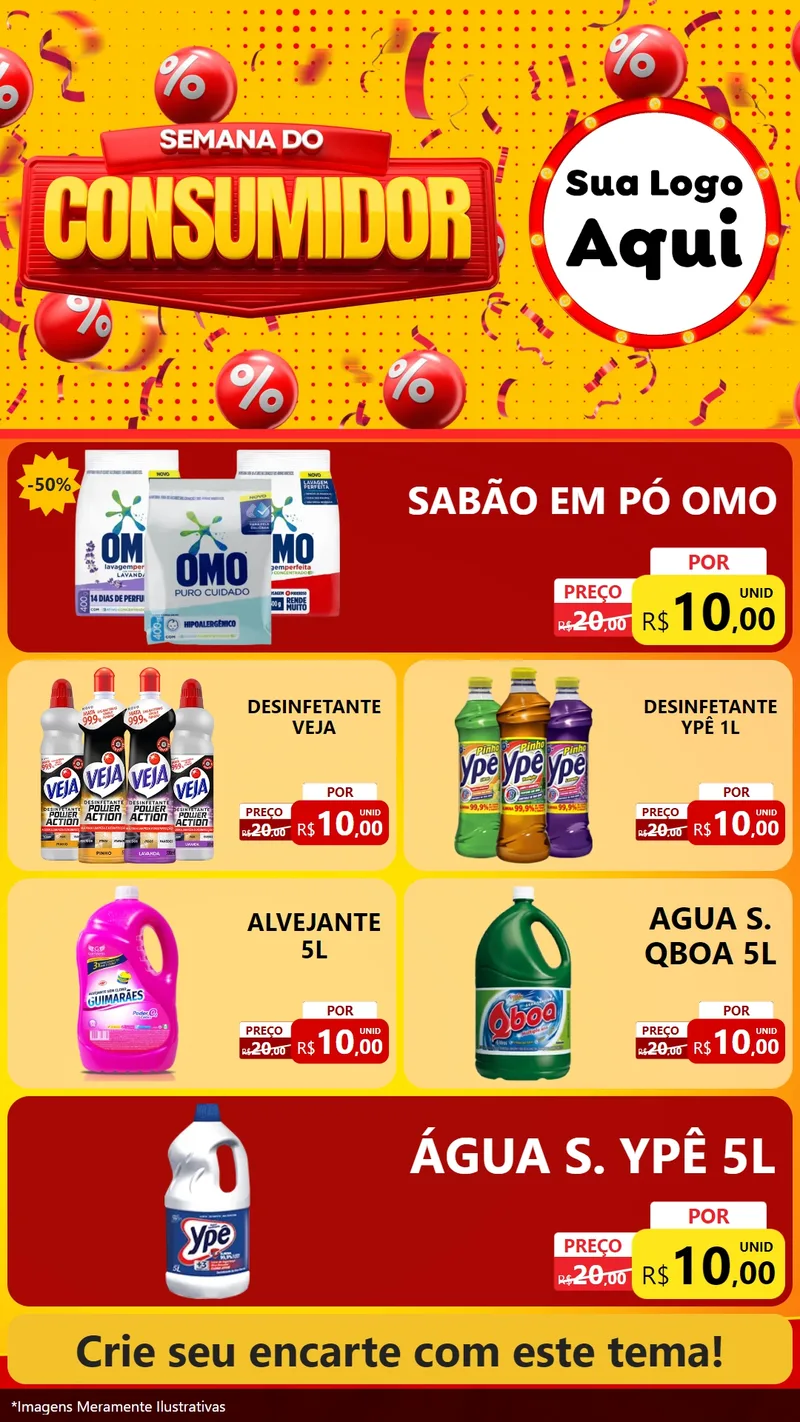 Modelo de TV para TV Vertical com o tema Semana do Consumidor para Produtos de Limpeza