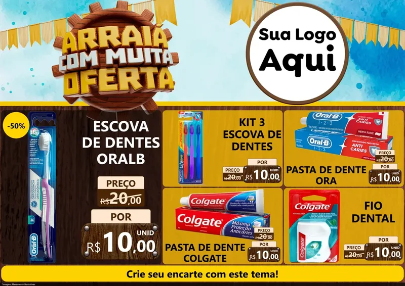 Modelo de Encarte para Encarte A4 Horizontal com o tema Ofertas de São João - Junina para Higiene Pessoal