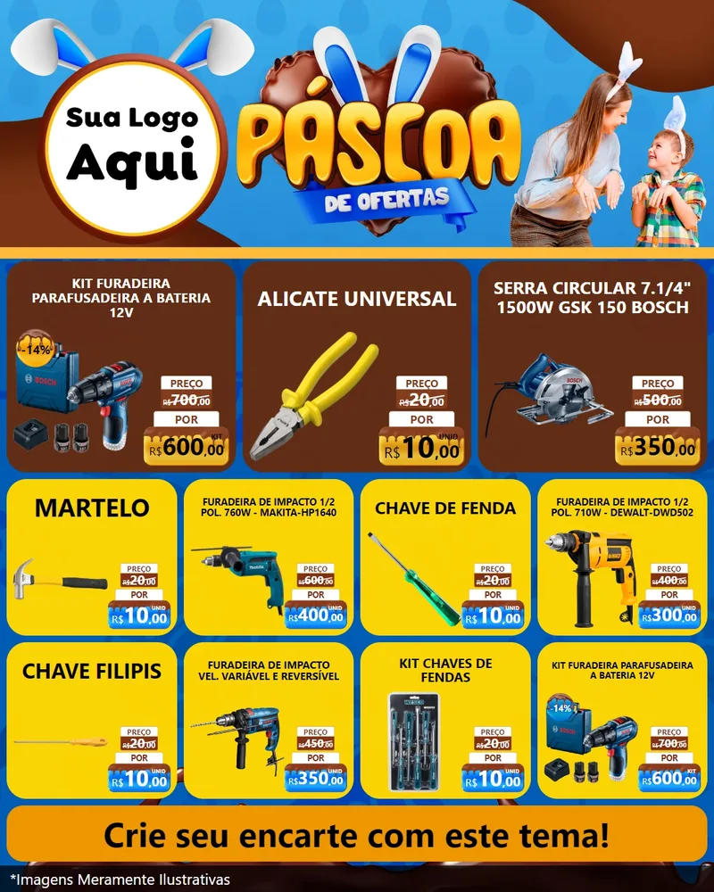 Modelo de Rede Social para Feed Instagram com o tema Páscoa de Ofertas para Maquinas e Ferramentas