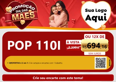 Modelo de Cartaz para Cartaz A4 Horizontal com o tema Promoção Dia das Mães para Concessionaria de Motos