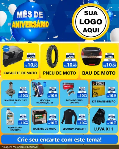 Modelo de Rede Social para Feed Instagram com o tema Mês de Aniversário para Moto peças