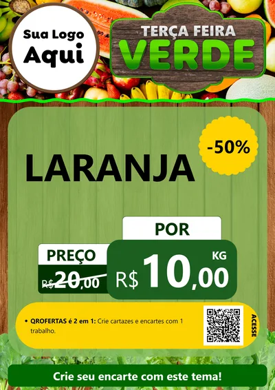 Modelo de Cartaz para Cartaz A4 Vertical com o tema Terça-feira Verde para Hortifrúti