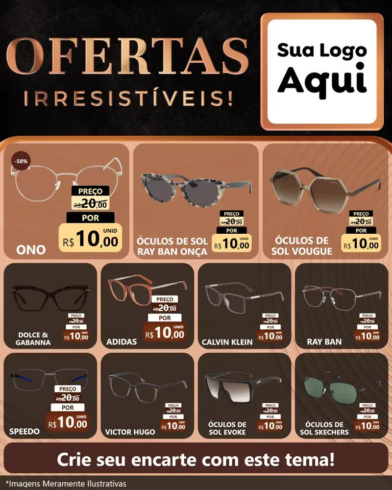 Modelo de Rede Social para Feed Instagram com o tema Ofertas Irresistíveis! para Óticas