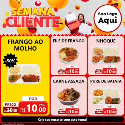 Modelo de Rede Social para Feed Facebook com o tema Semana do Cliente para Restaurante