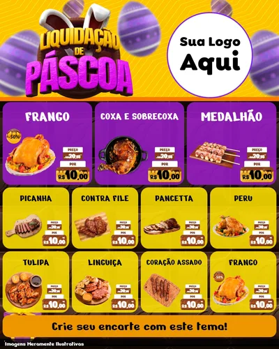 Modelo de Rede Social para Feed Instagram com o tema Liquidação de Páscoa para Assados