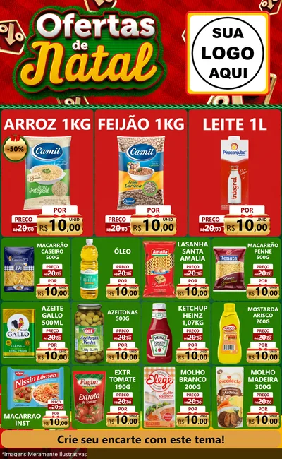 Modelo de Encarte para Encarte Grande com o tema Ofertas de Natal para Supermercado