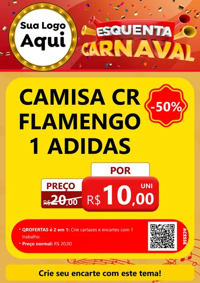 Modelo de Cartaz para Cartaz A4 Vertical com o tema Esquenta Carnaval para Roupas e acessórios