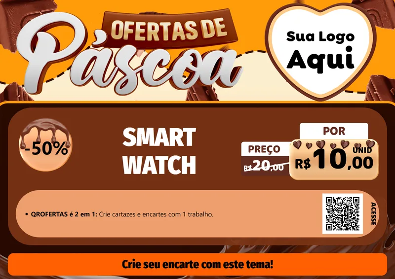Modelo de Cartaz para Cartaz A4 Horizontal com o tema Ofertas de Páscoa para Informática