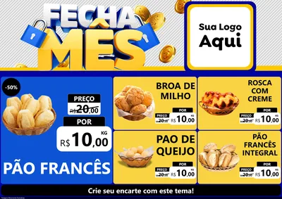 Modelo de Encarte para Encarte A4 Horizontal com o tema Fecha Mês para Padaria