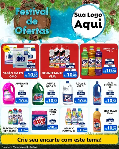 Modelo de Rede Social para Feed Instagram com o tema Festival de Ofertas - Inverno para Produtos de Limpeza