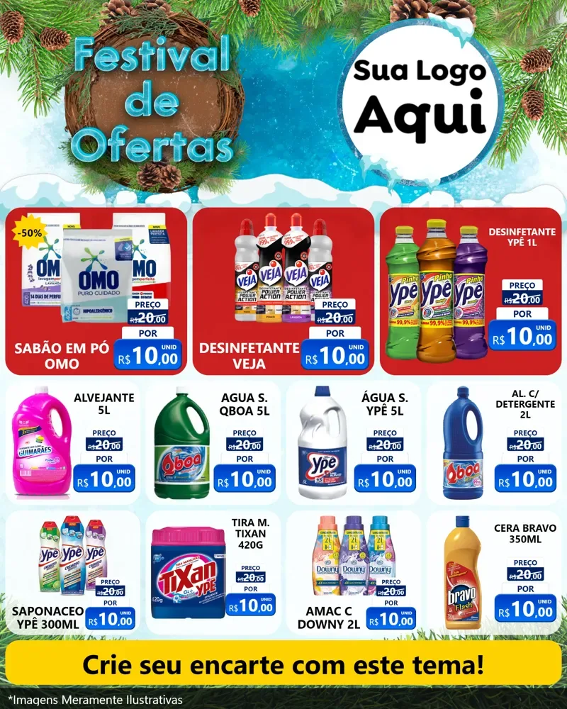 Modelo de Rede Social para Feed Instagram com o tema Festival de Ofertas - Inverno para Produtos de Limpeza