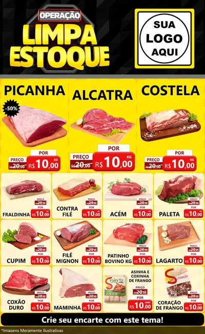 Modelo de Encarte para Encarte Grande com o tema Operação Limpa Estoque para Açougue