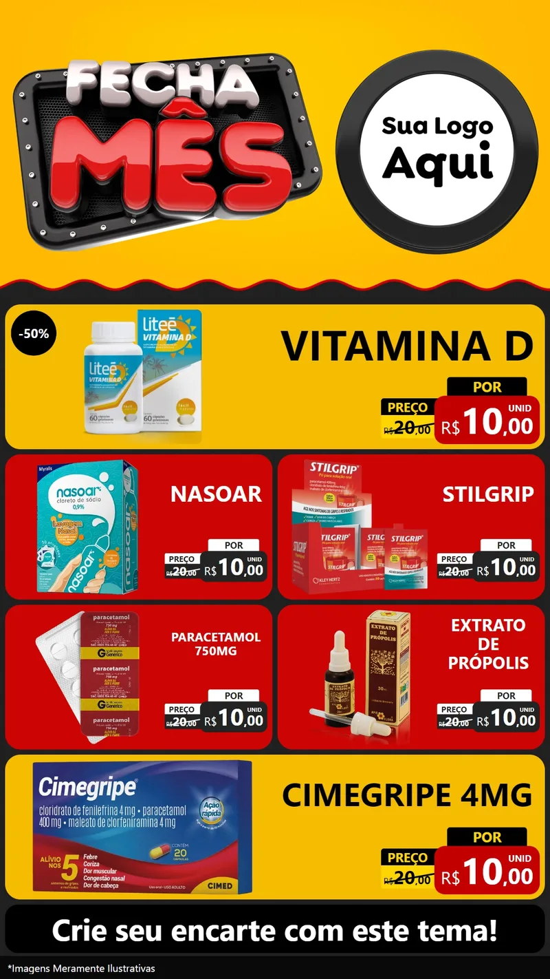 Modelo de TV para TV Vertical com o tema Fecha Mês para Farmácia