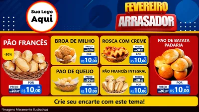 Modelo de TV para TV Horizontal com o tema Fevereiro Arrasador para Padaria