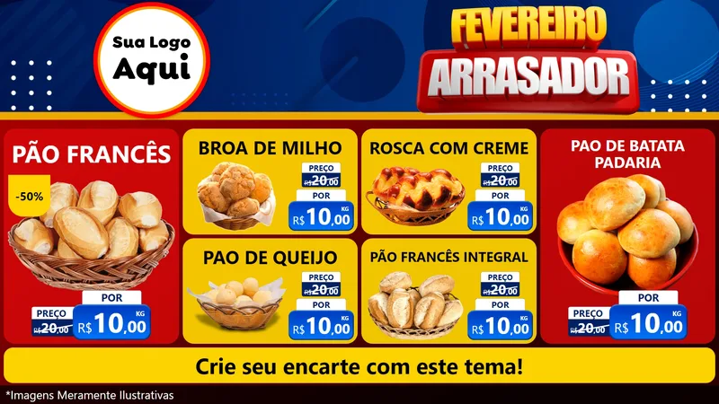 Modelo de TV para TV Horizontal com o tema Fevereiro Arrasador para Padaria