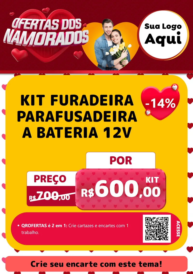 Modelo de Cartaz para Cartaz A4 Vertical com o tema Ofertas Dos Namorados para Maquinas e Ferramentas