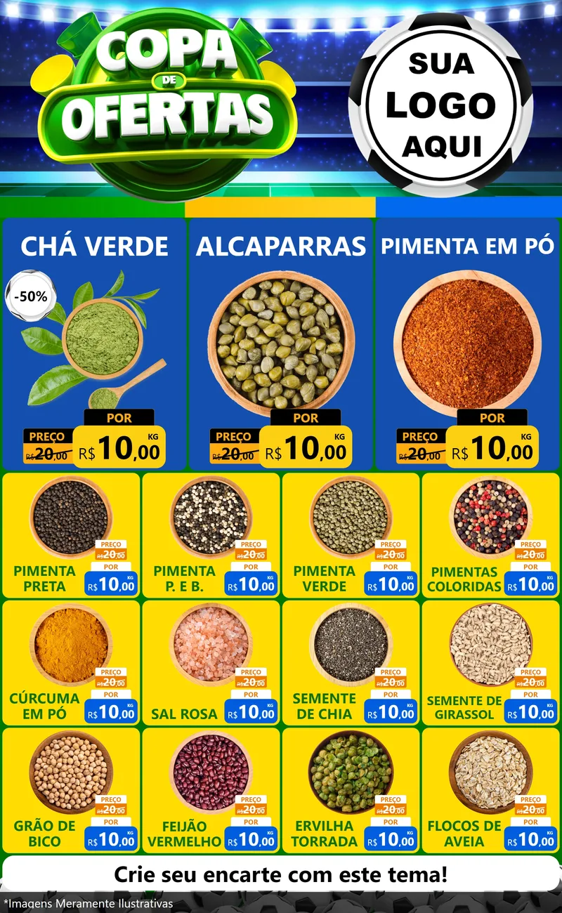 Modelo de Encarte para Encarte Grande com o tema Copa de Ofertas para Produtos Naturais