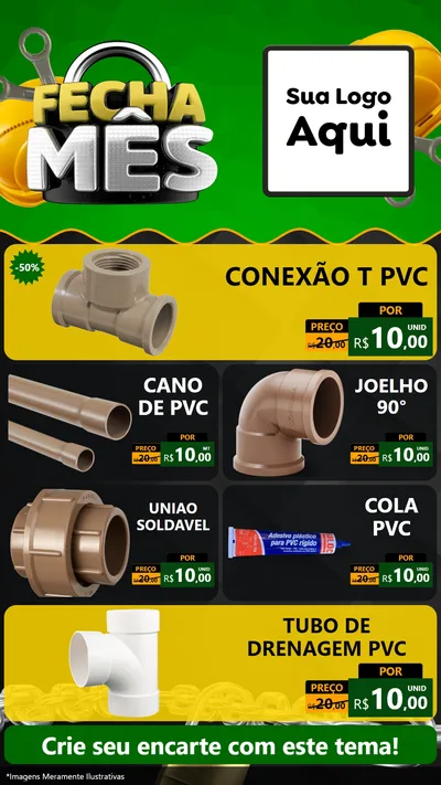 Modelo de TV para TV Vertical com o tema Fecha Mês para Tubos e conexões