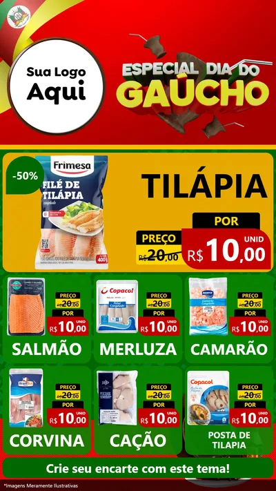 Modelo de Rede Social para Stories com o tema Especial Dia do Gaúcho para Peixaria