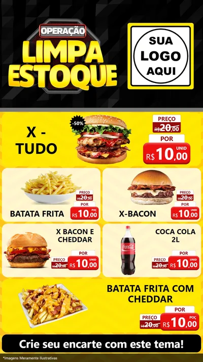 Modelo de TV para TV Vertical com o tema Operação Limpa Estoque para Hamburgueria