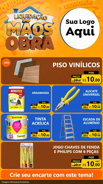 Modelo de TV para TV Vertical com o tema Liquidação Mãos à Obra para Material para Construção